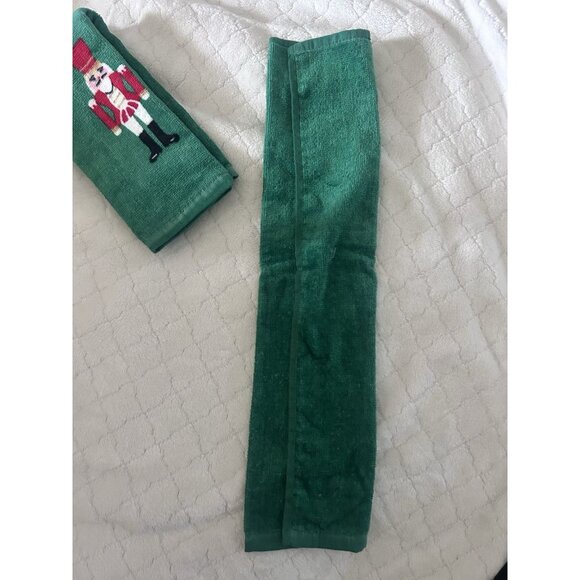 Vintage Green Christmas Toy Soldier Two Hand Towels Hilasal 100% Cotton NWT - Picture 3 of 5